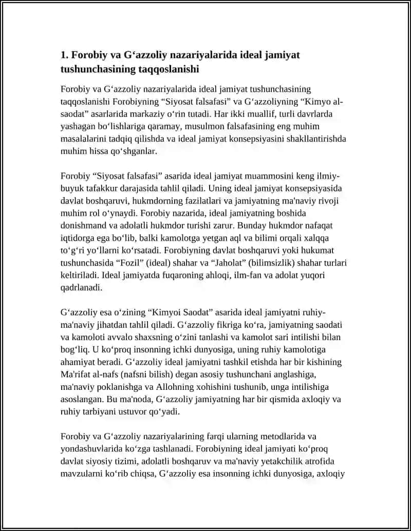 FOROBIYNING “SIYOSAT FALSAFASI” VA G‘AZZOLIY “KIMYOI SAODAT” ASARLARIDA IDEAL JAMIYAT KONSEPSIYASI 4