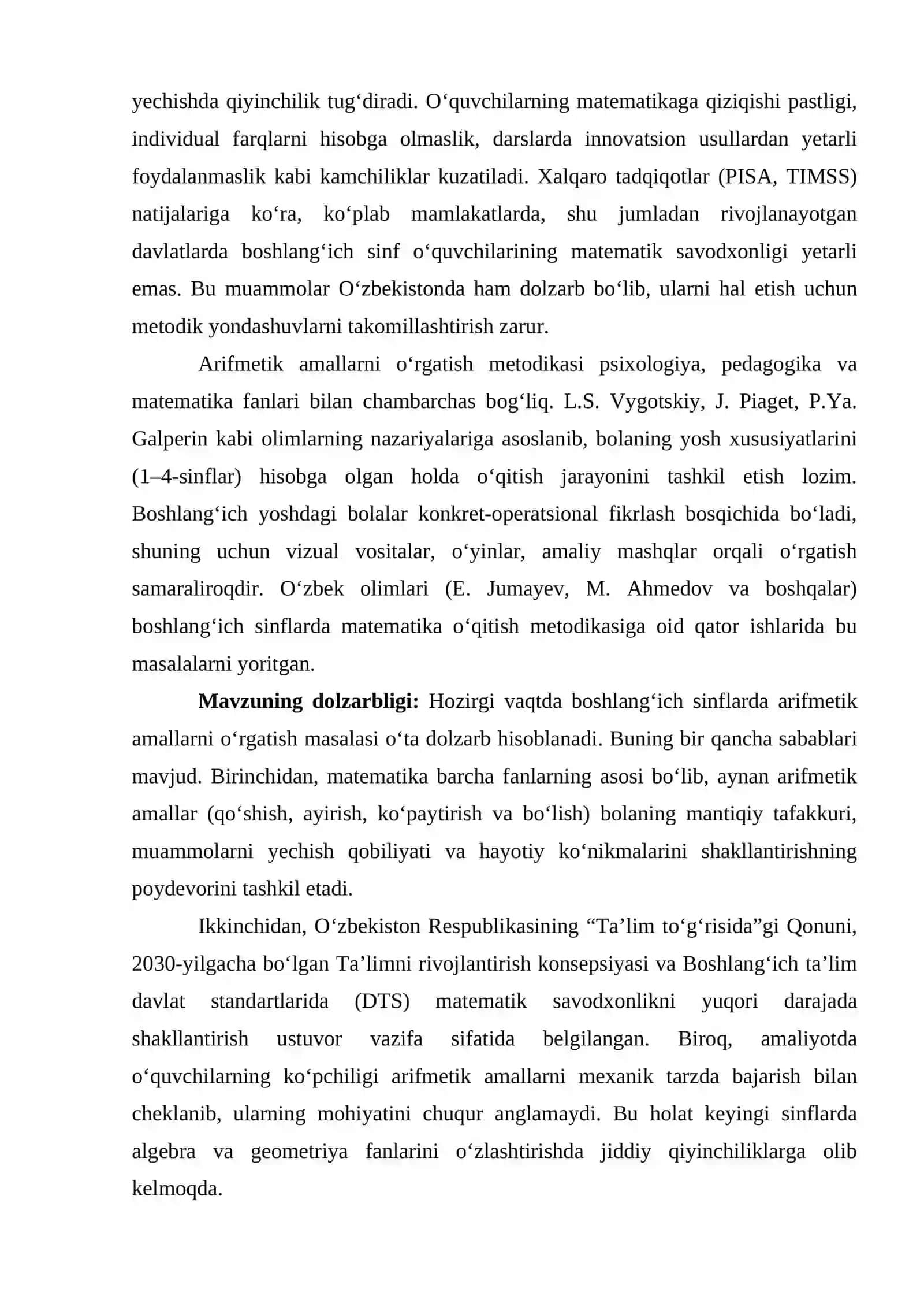 Boshlang‘ich sinflarda arifmetik amallarni o‘rgatishning umumiy masalalari 4
