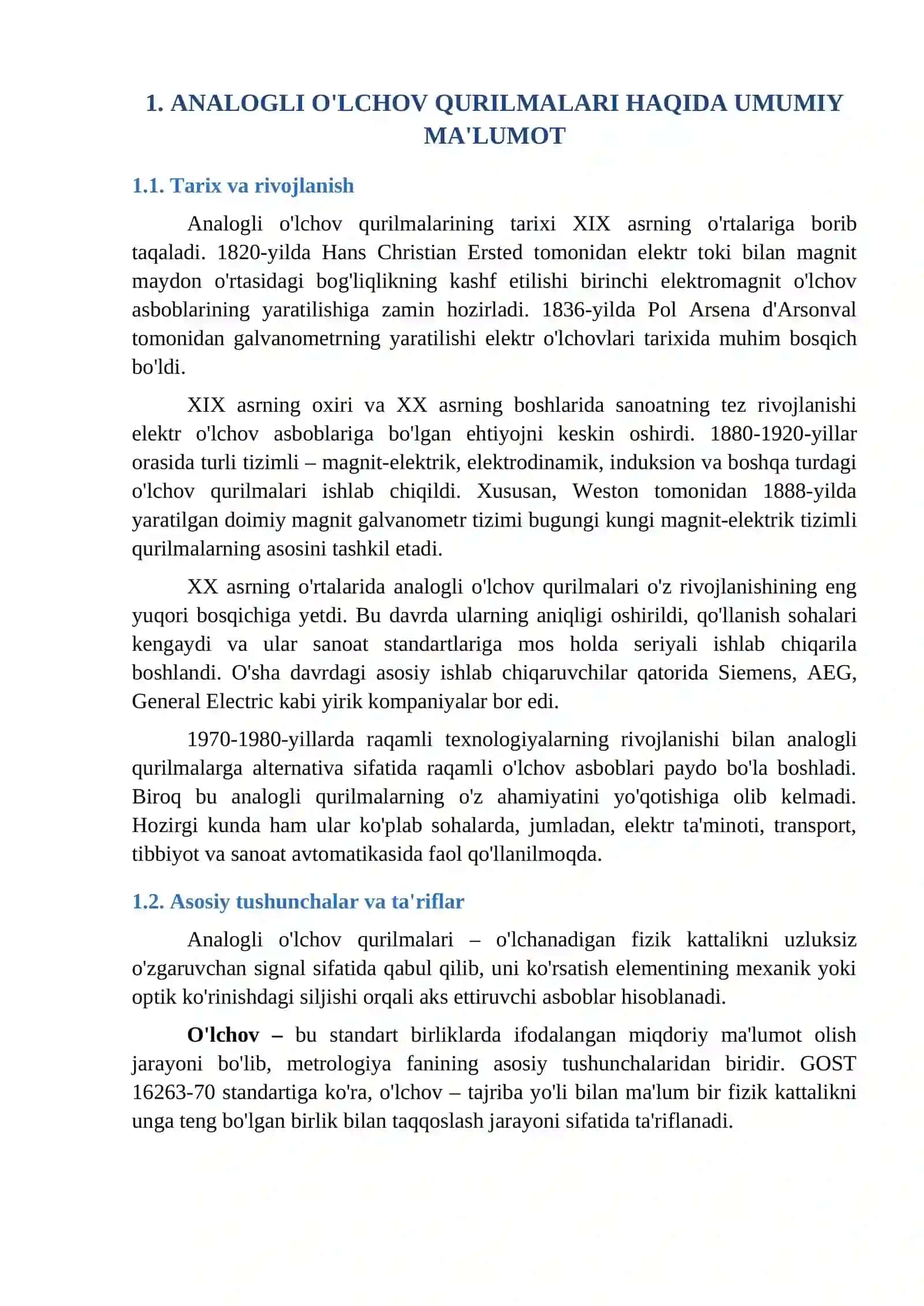 "Analogli o'lchov qurilmalari" (Metrologiya va Standartlashtirish) 4