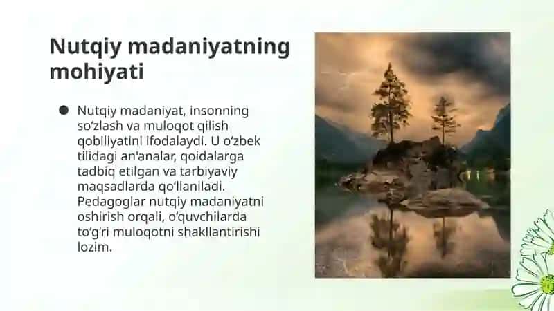 Pedagogning nutqiy madaniyati. Istiqlol va oʻzbek nutqi madaniyati 4