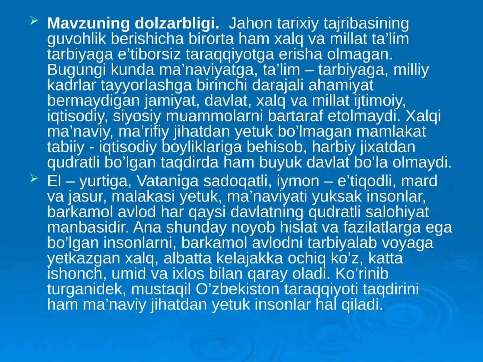 MUSTAQILLIK YILLARIDA O‘ZBEKISTONDA TA’LIM TIZIMINING ISLOH QILINISHI 4