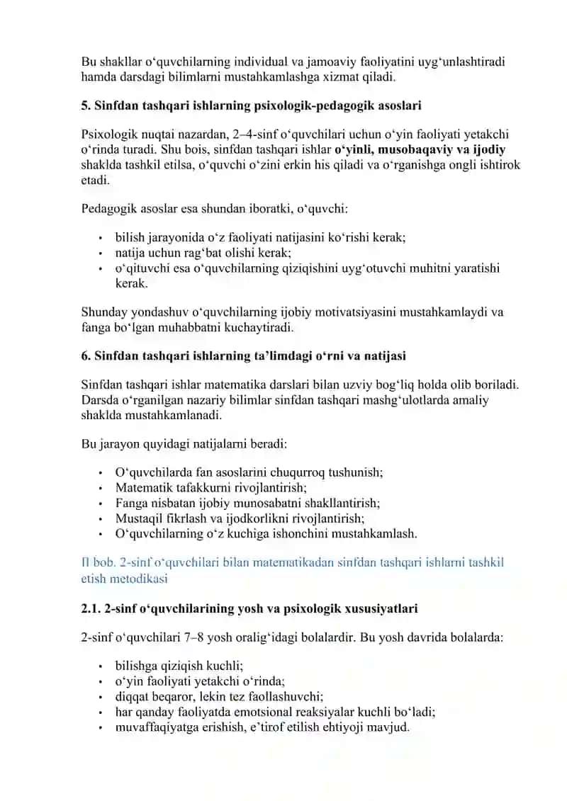 Boshlang‘ich sinflarda matematikadan  sinfdan tashqari ishlar  metodikasi 4