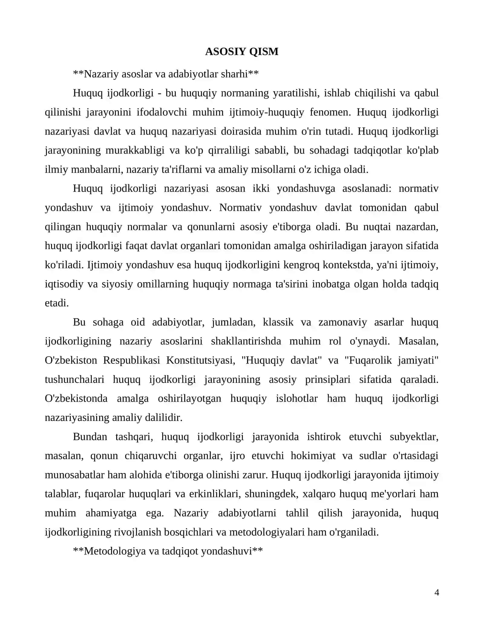 Huquq ijodkorligi va uning davlat va huquq nazariyasidagi o'rni 4