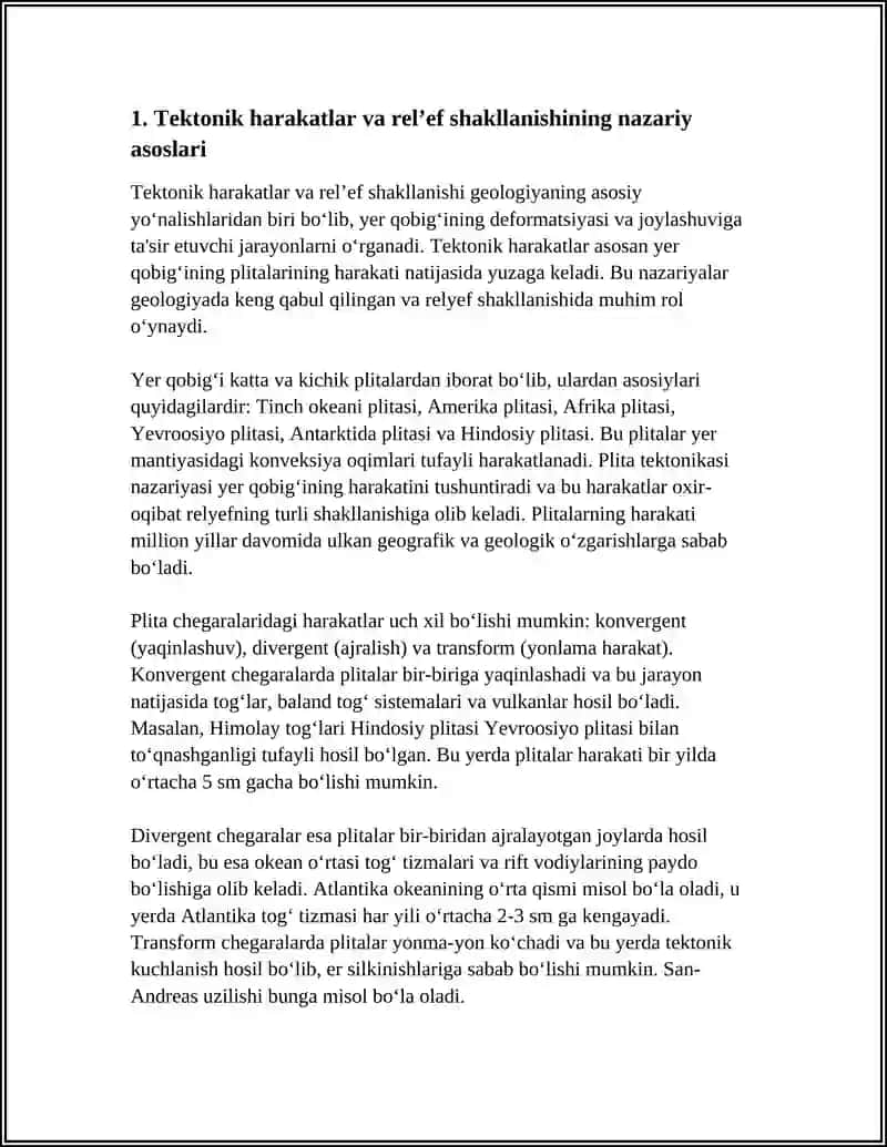 RELʼEFNING SHAKLLANISHIDA TEKTONIK HARAKATLARNING ROLI 4