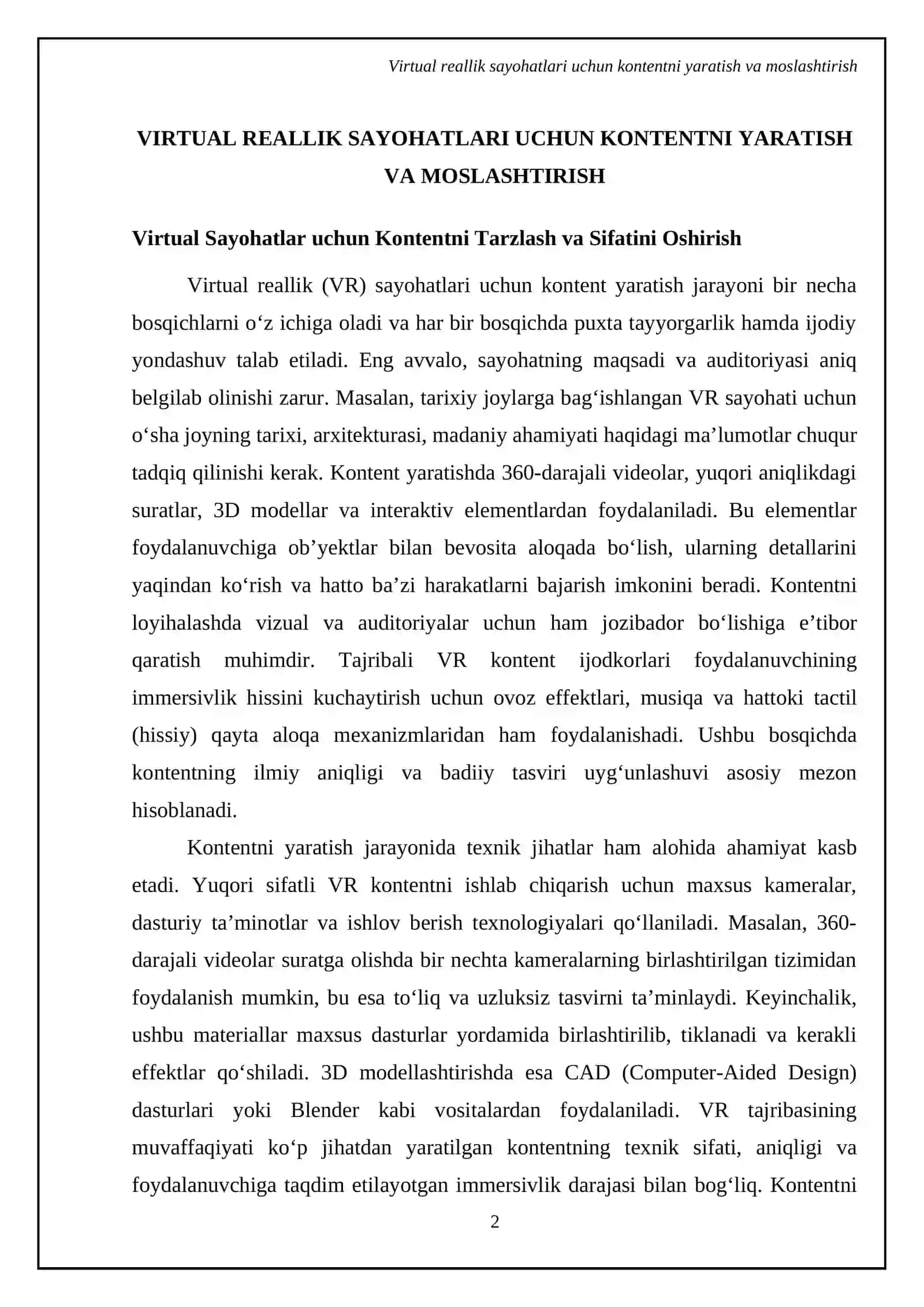 Virtual reallik texnologiyalaridan foydalangan holda interaktiv sayohatlar ganday tashkil qilinishi 4