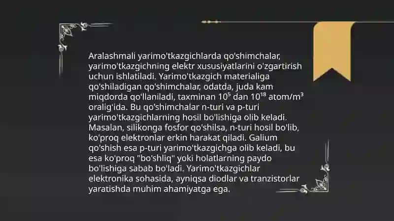 Xususiy va aralashmali yarimo'tkazgichlar 4