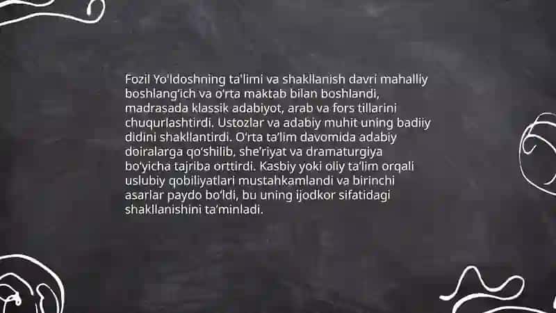 Fozil yo'ldosh hayoti va ijodi 4