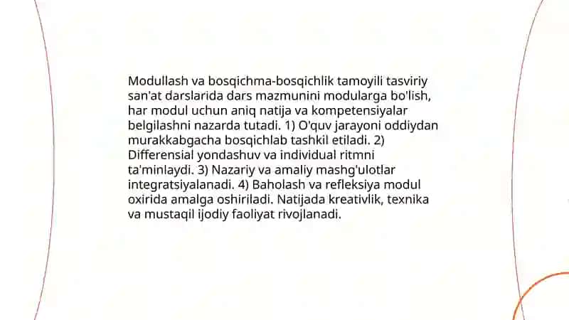 Ta'limning tizimlik va izchilik prinsiplarini amalga oshirish qoidalari tasviriy sanatga tasiri 4