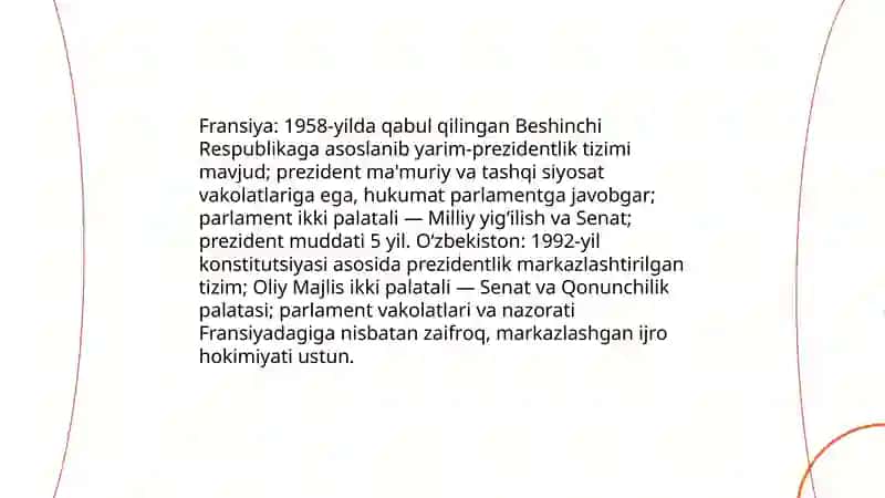 Ôzbekiston Respublikasi va Fransiya konstitutsiyasining óxshashlik hamda óziga xosligi 4