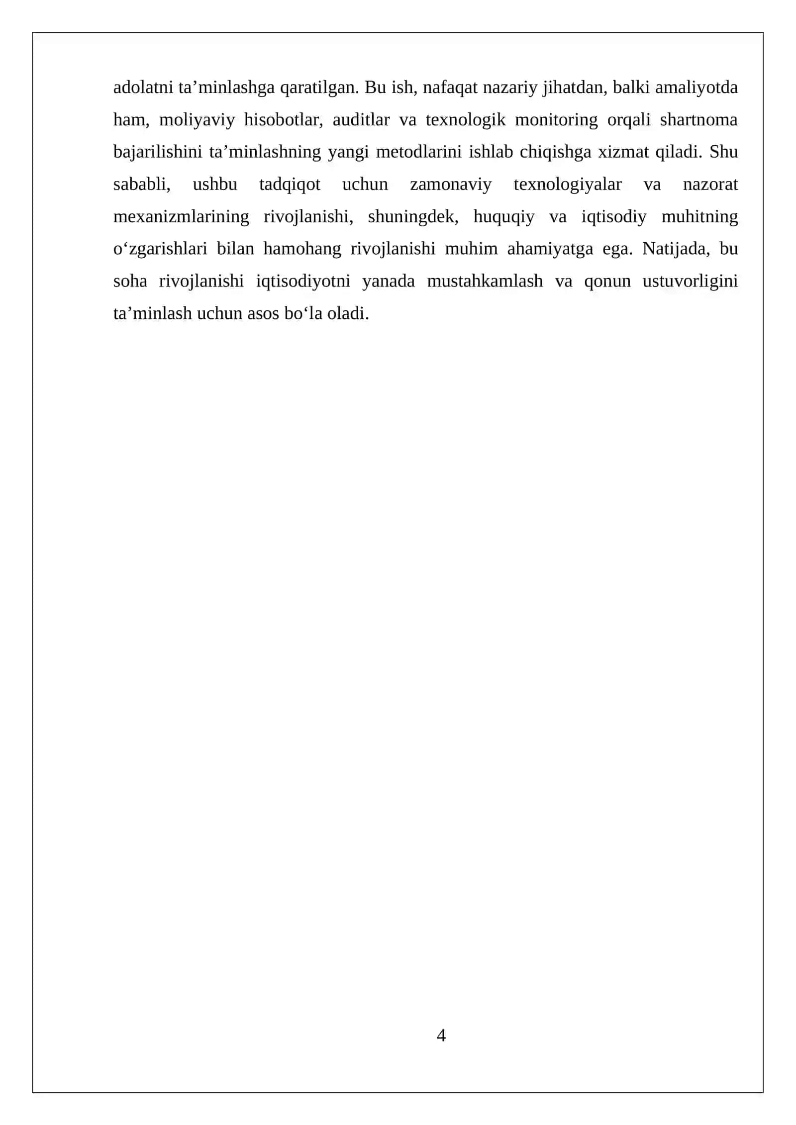 MOL YETKAZIB BERUVCHILAR VA HARIDORLAR BILAN TUZILGAN SHARTNOMALAR BAJARILISHINI TEKSHIRISH 4