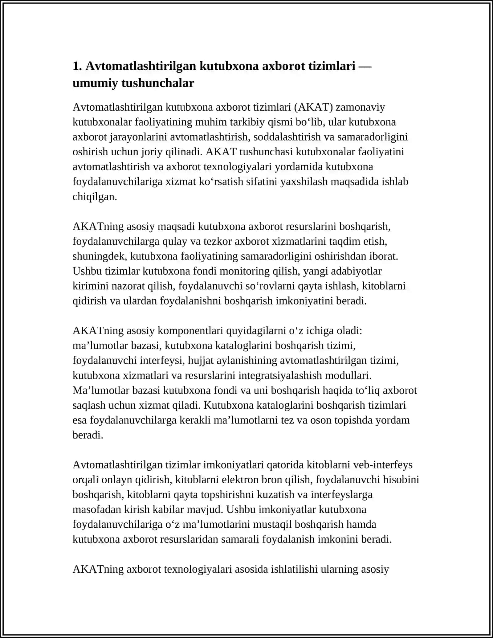 AVTOMATLASHTIRILGAN KUTUBXONA AHBOROT TIZIMLAR 4