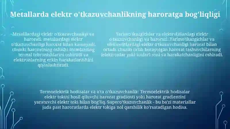 Metallar, Yarim O'Tkazgichlar Va Elektrolitlarda Elektr O'Tkazuvchanlik. 4