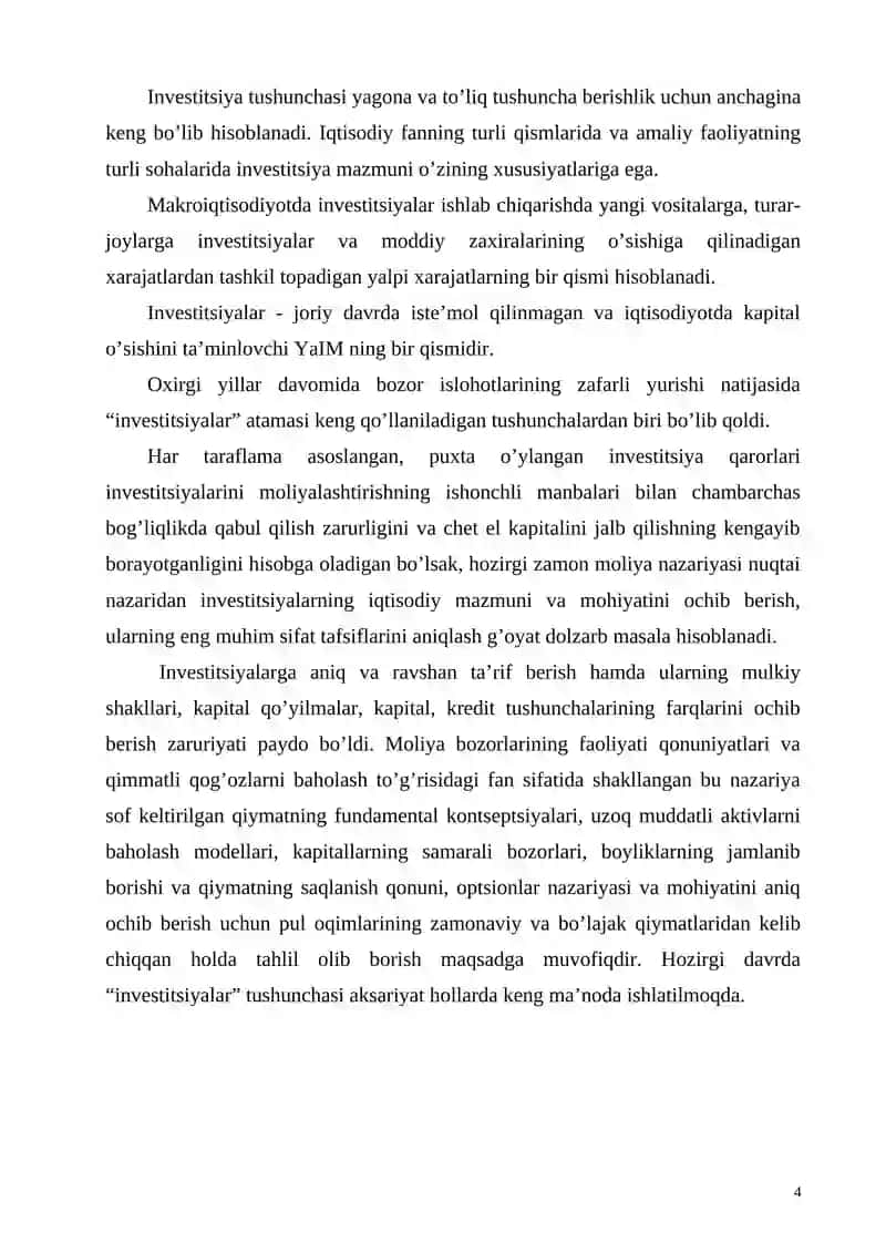 INVESTITSIYANING MOHIYATI MANBALARI VA SHAKLLARI 4