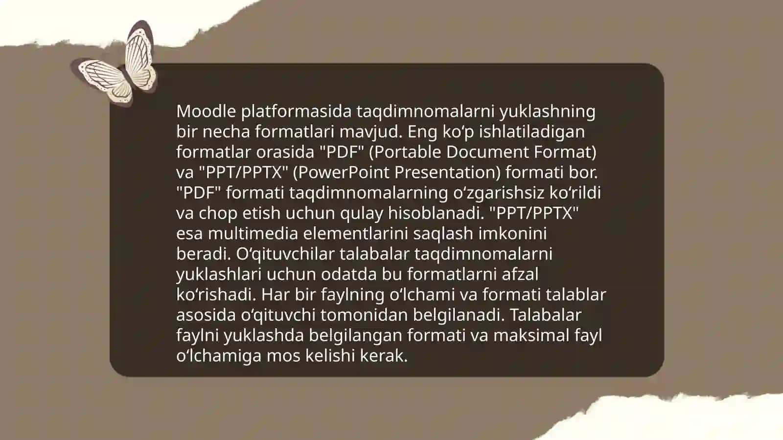 Moodle platformasida taqdimnoma joylashni o'rganish 4