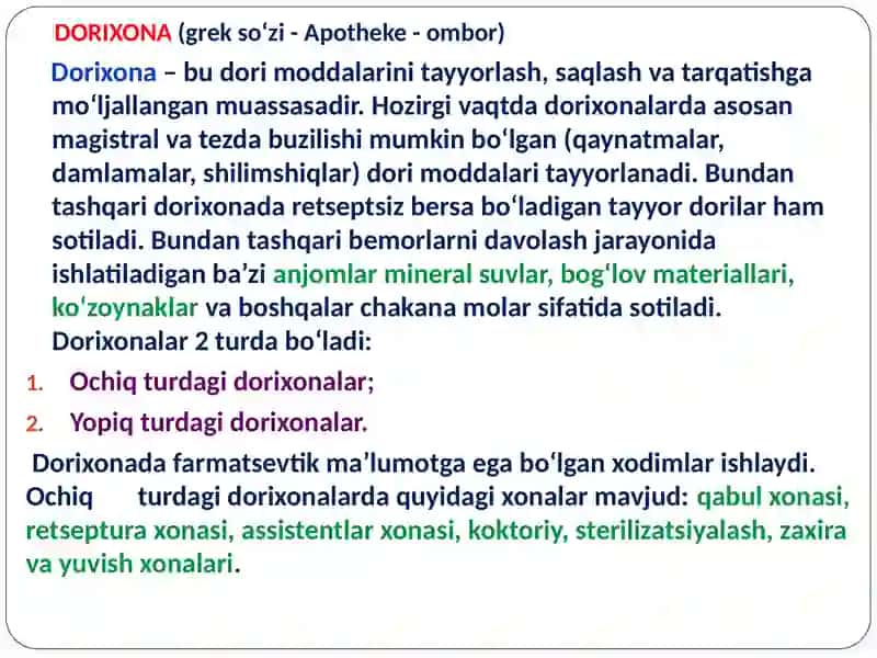 Retsept va uning tuzilishi, Dorishakllari va ulargaretseptyozish qoidalari 4