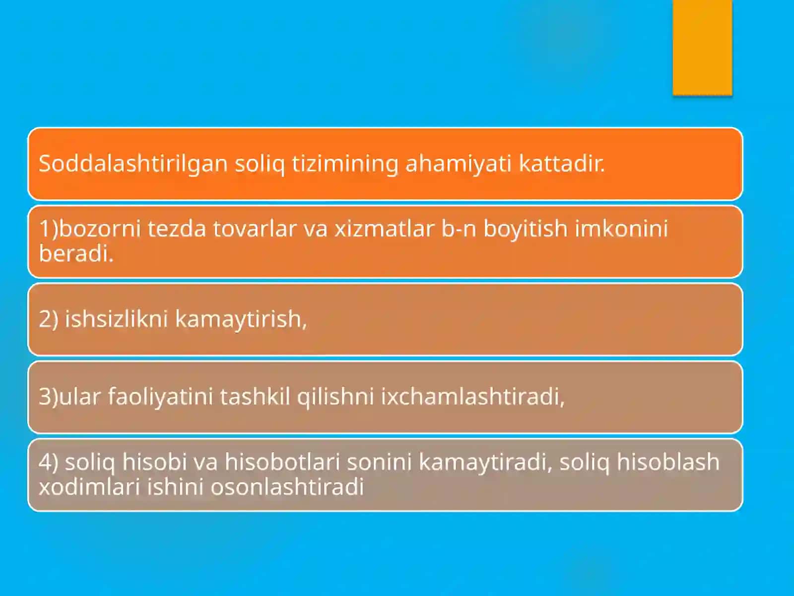 SODDALASHGAN SOLIQQA TORTISH TIZIMIDA SOLIQ HISOBINI TASHKIL ETISH VA YURITISH 4