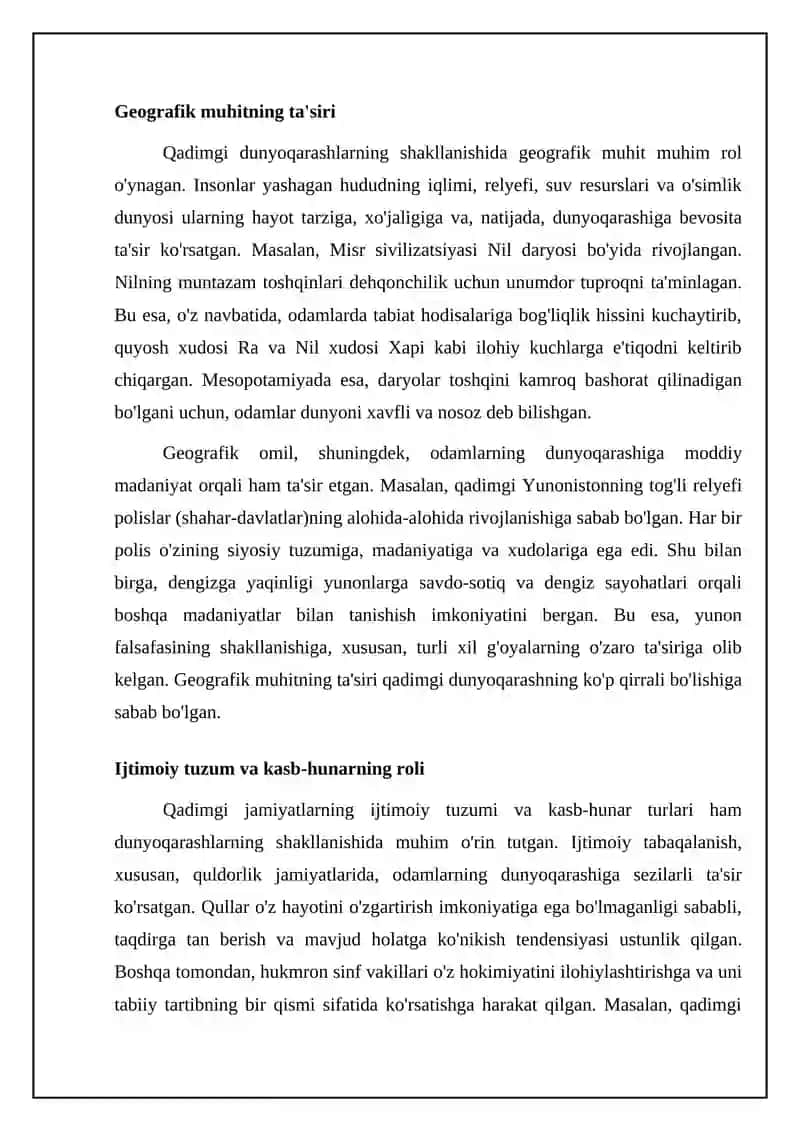 Qadimgi davrda ilk dunyoqarashlarning shakllanishi 4