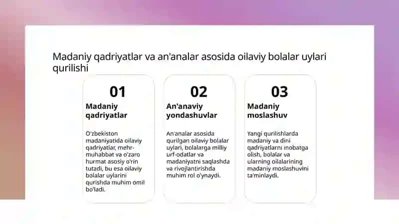 O'zbekistonda oilaviy bolalar uyini tashkil etilishi. 4