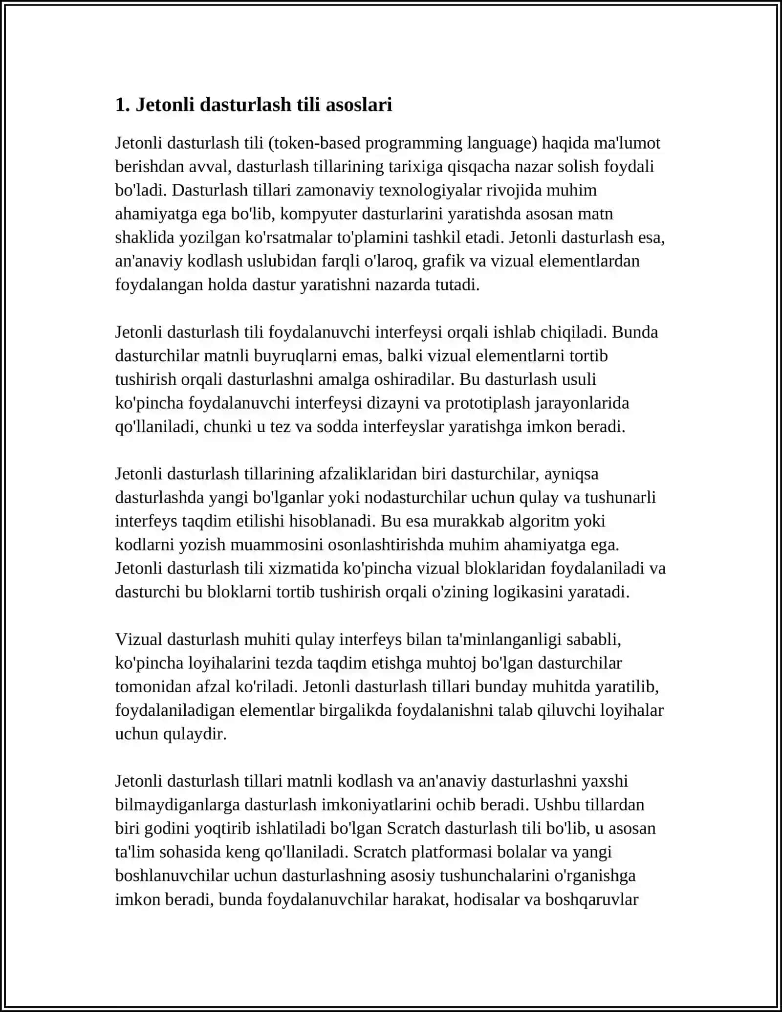 JETONLI DASTURLASH TEXNIKASI. D.KRAMBOLS 4