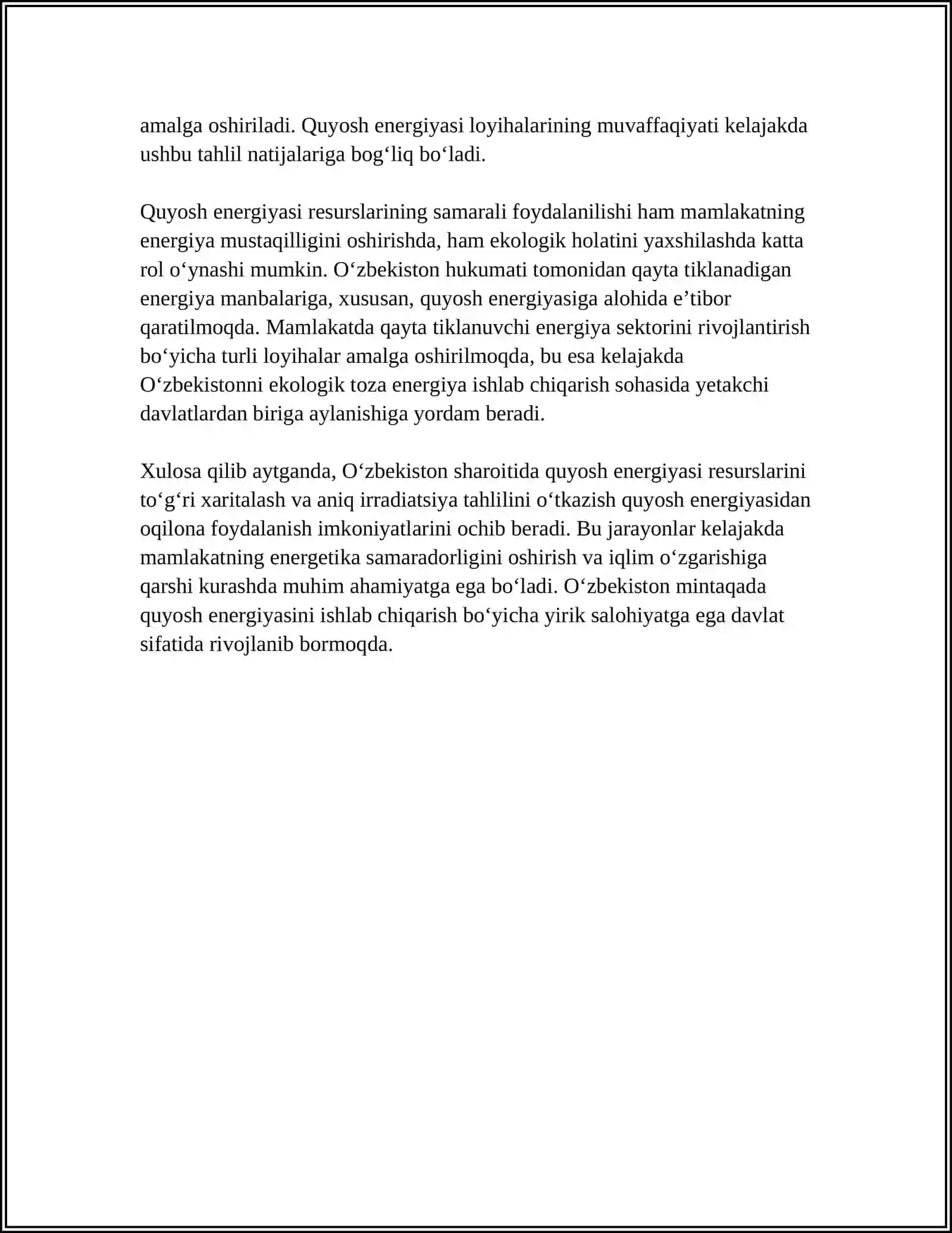 O‘ZBEKISTON SHAROITIDA QUYOSH ENERGIYASI VA SHAMOL ENERGETIKASI IMKONIYATLARI 4
