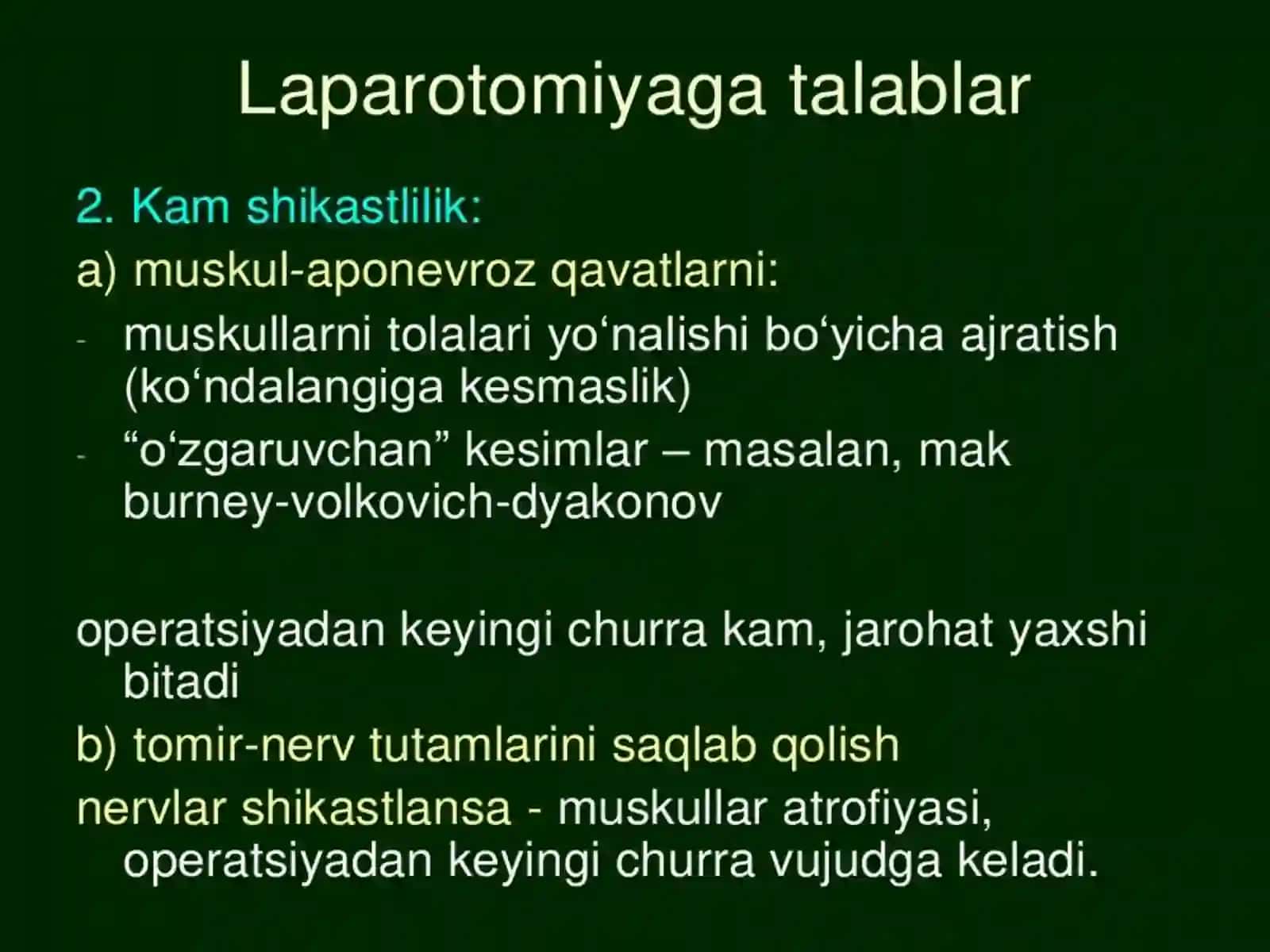 Laparotomiya,oshqozon,o’n ikki barmoqli ichak,jigar,oshqozonosti bezi klinikanatomiyasi va ularda oʼtkaziladigan operatsiyalar va qoʼyiladigan choklar 4