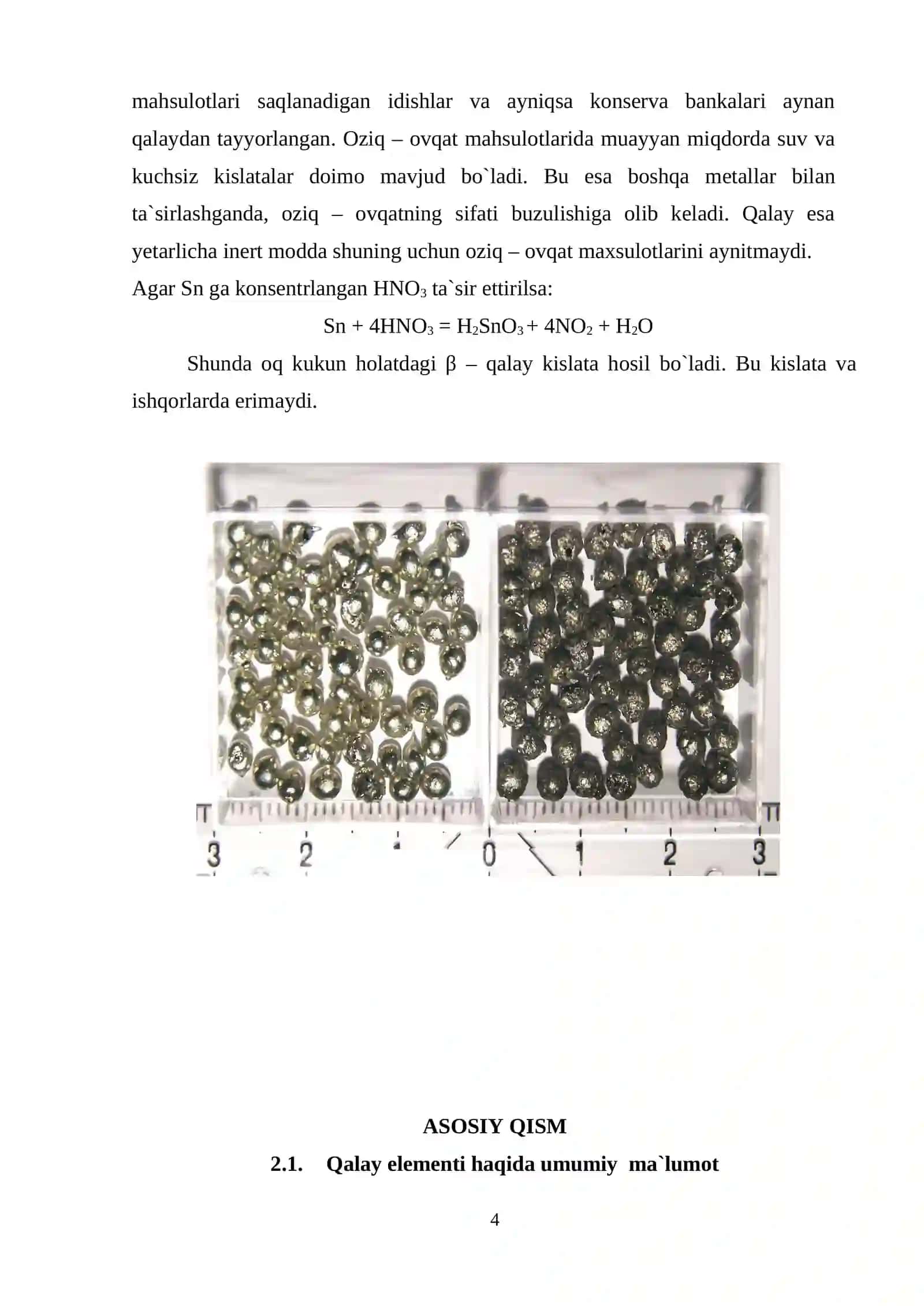 α- qalay kislotaning olinishi va xossalari 4
