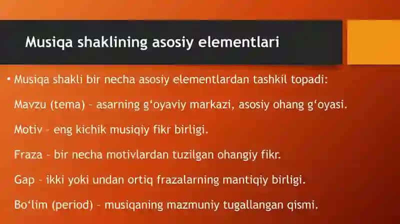 Musiqa shakli va uning eng muhim umumiy asoslari 4