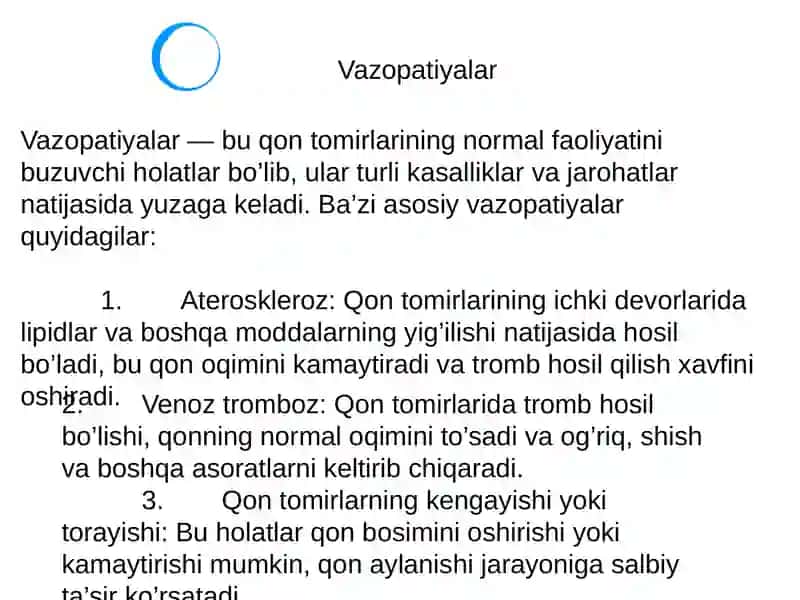 Qon Ivish Tizimida Qon Tomir Ahamiyati va Vazopatiyalar Laborator Diagnostikasi 4