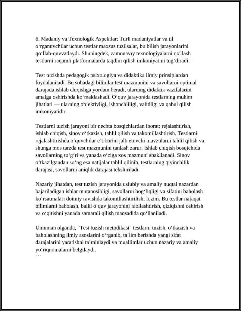 TEST TUZISH METODIKASI 4