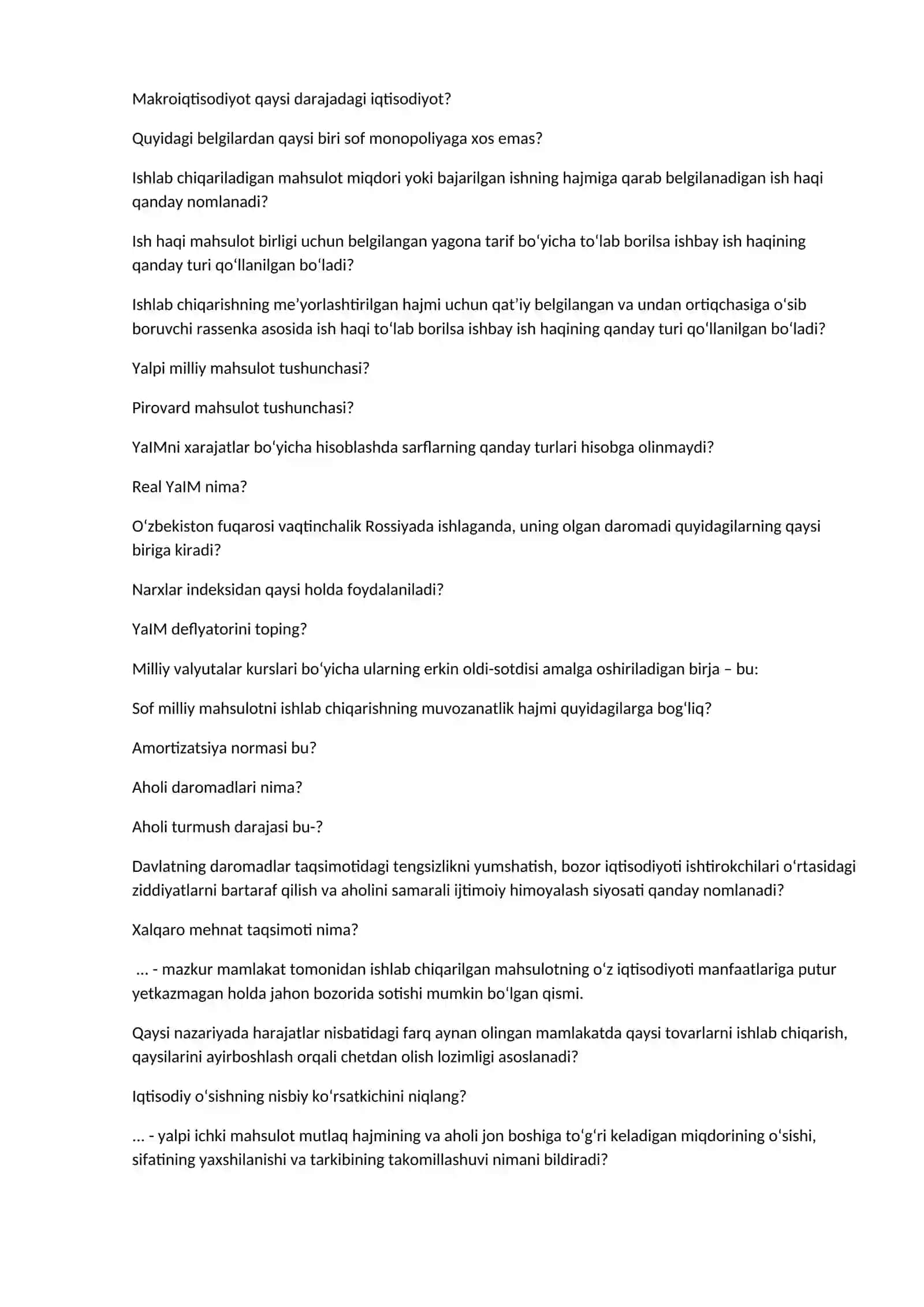 Iqtisodiyot nazariyasi sesiya savollari 4