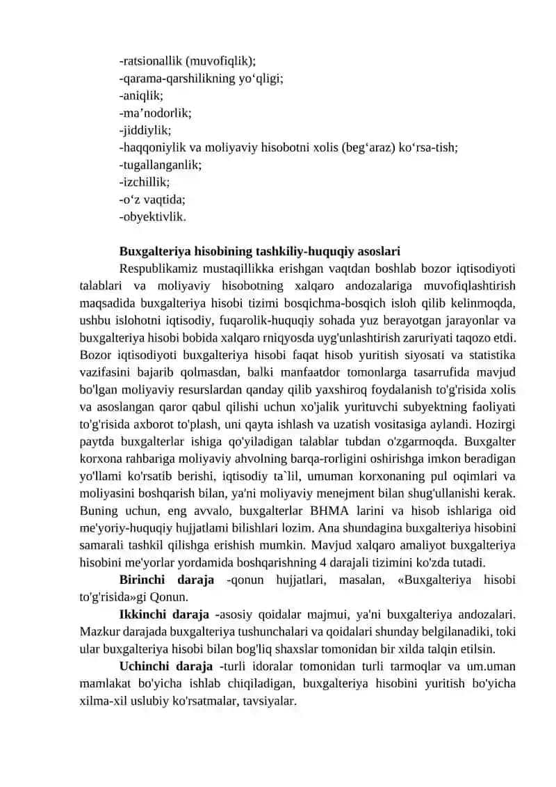 Buxgalteriya hisobini tashkil qilishning me’yoriy huquqiy asoslari 4