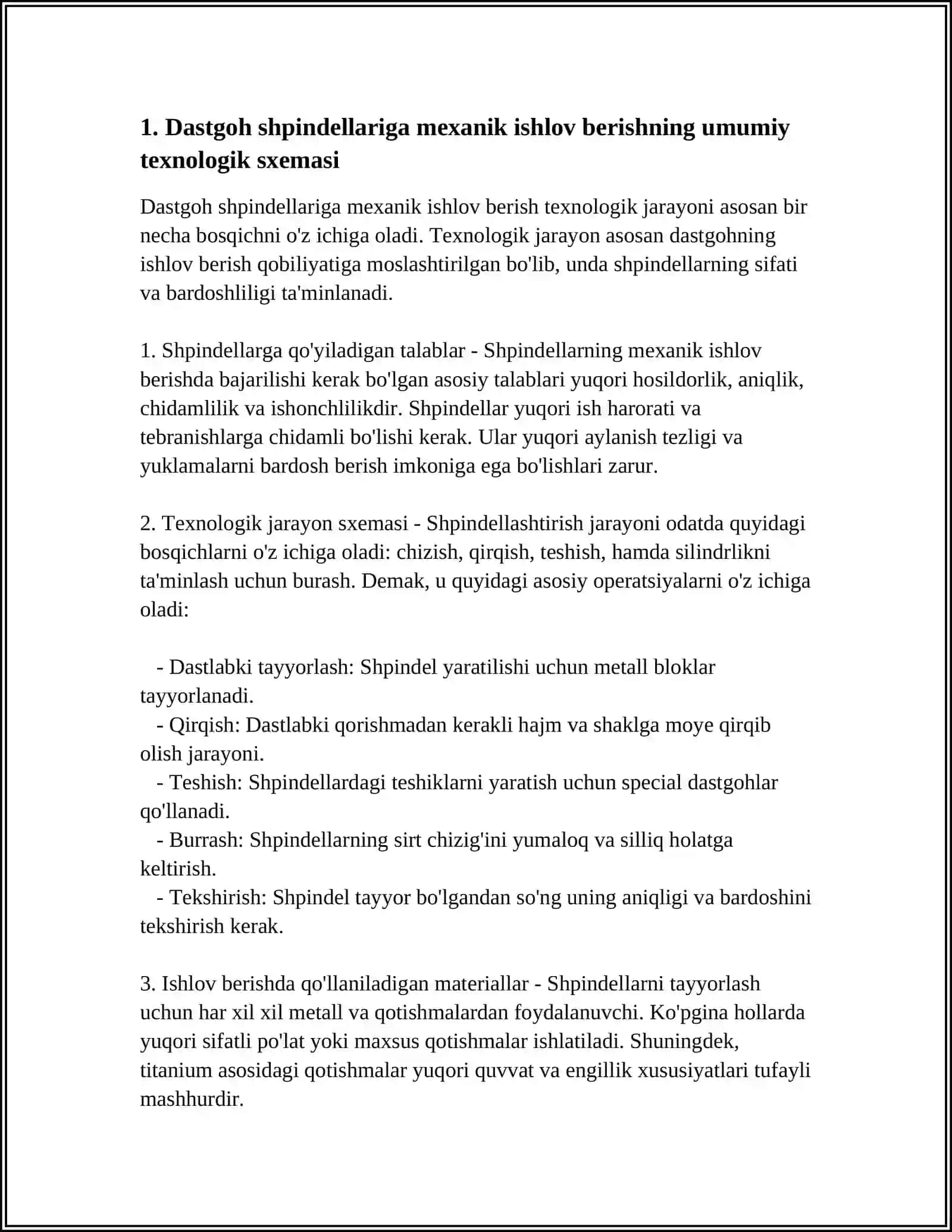 DASTGOX SHPINDELLARIGA MEXANIK ISHLOV BERISH TEXNOLOGIK JARAYONI 4