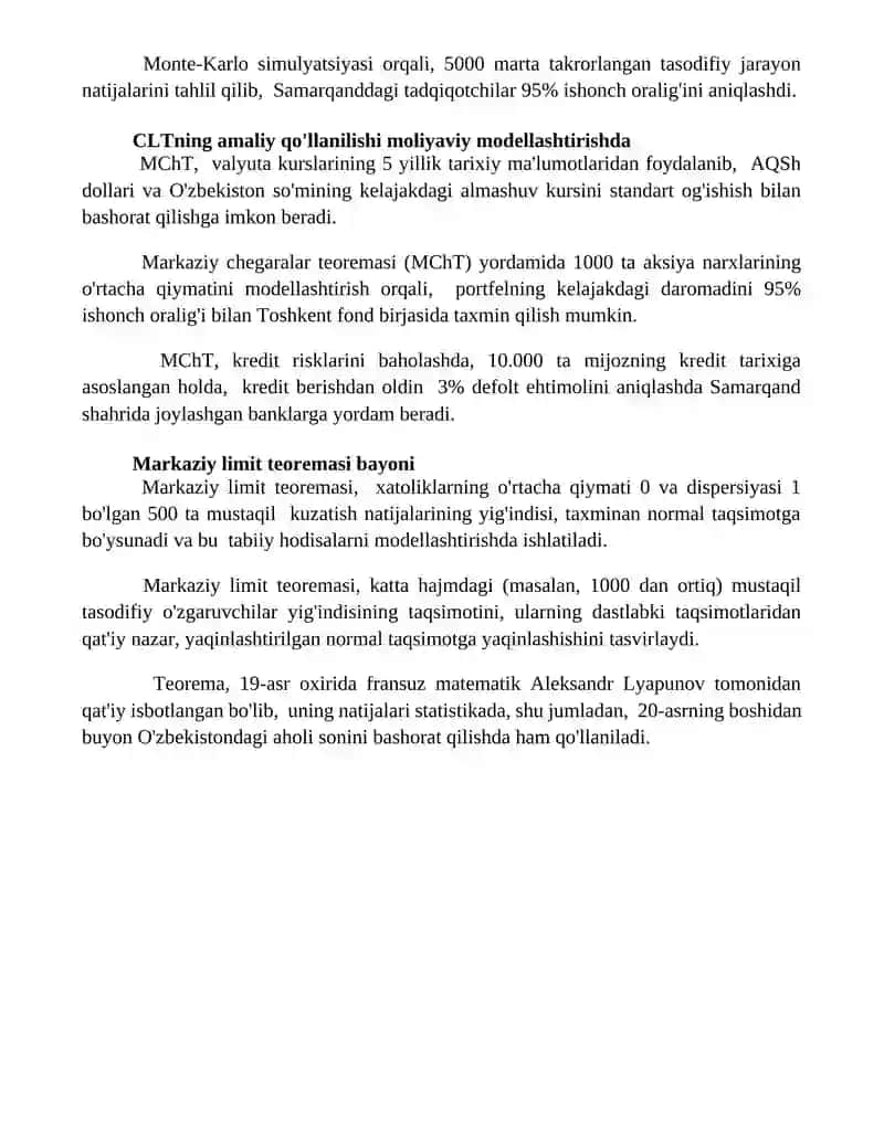 Ehtimollar nazariyasi va markaziy limit teoremasi va uning tadbiqlari 4