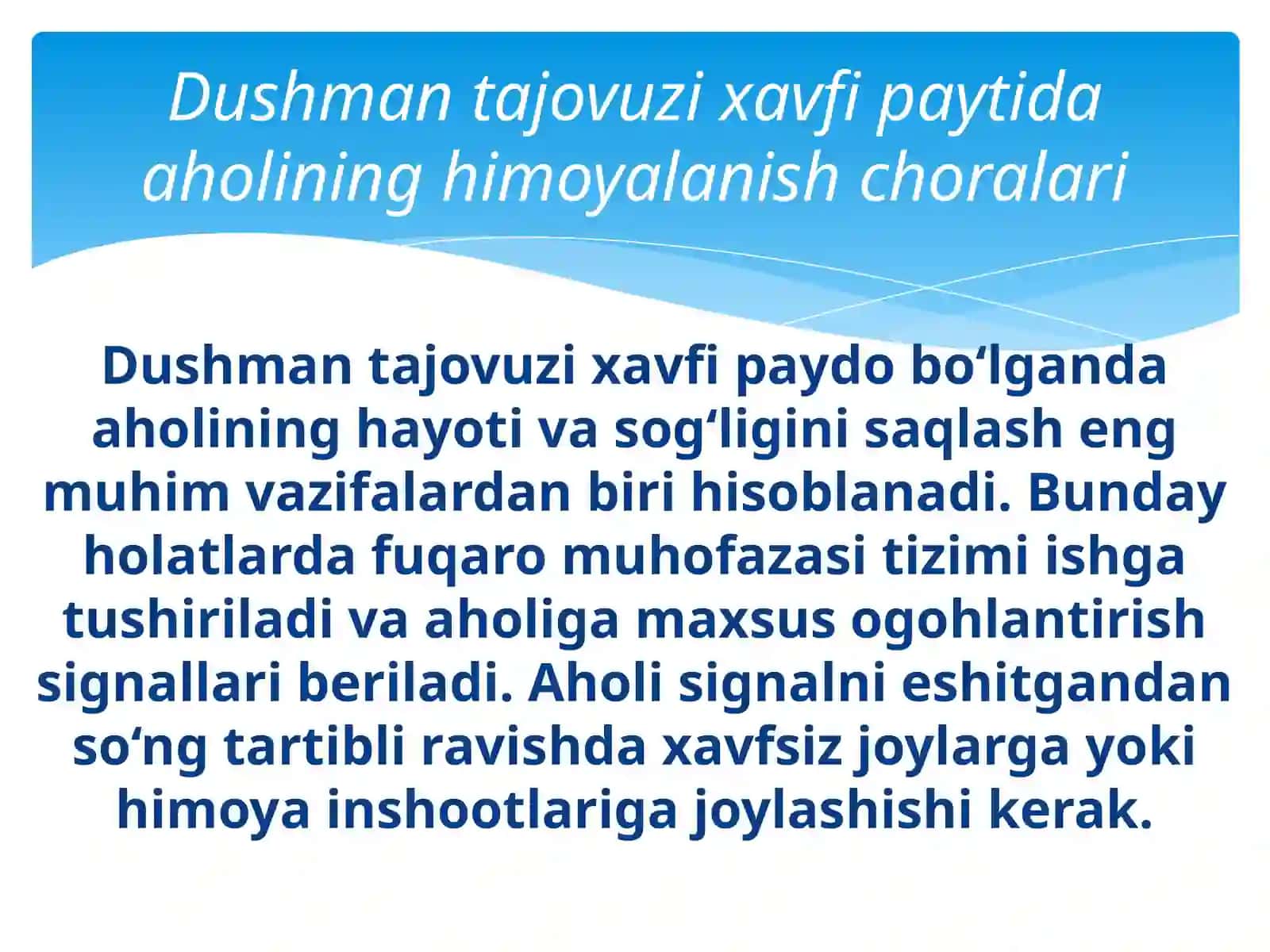 Aholi dushman tajovuzi xavfi paytida va shikastlangan aholini davolash-ko‘chirish chora-tadbirlari 4