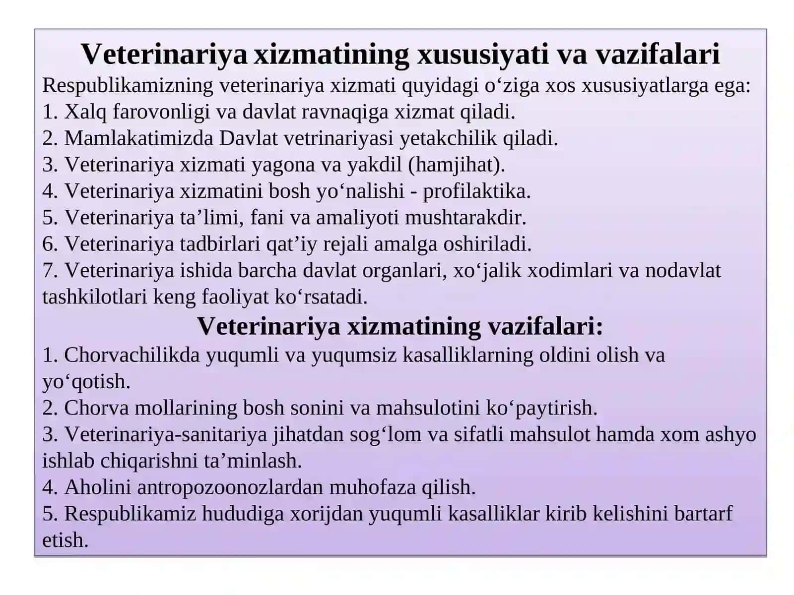 VETERINARIYAXIZMATINING TASHKILIY TUZILISHI 4