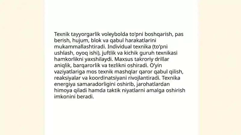 Voleybol oʻyinida tayyorgarlik turlarining o'rni va ahamiyati 4