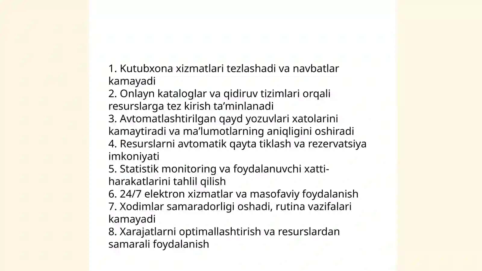 Kutubxonalarda foydalanuvch xizmatlarini avtomatlashtirish 4