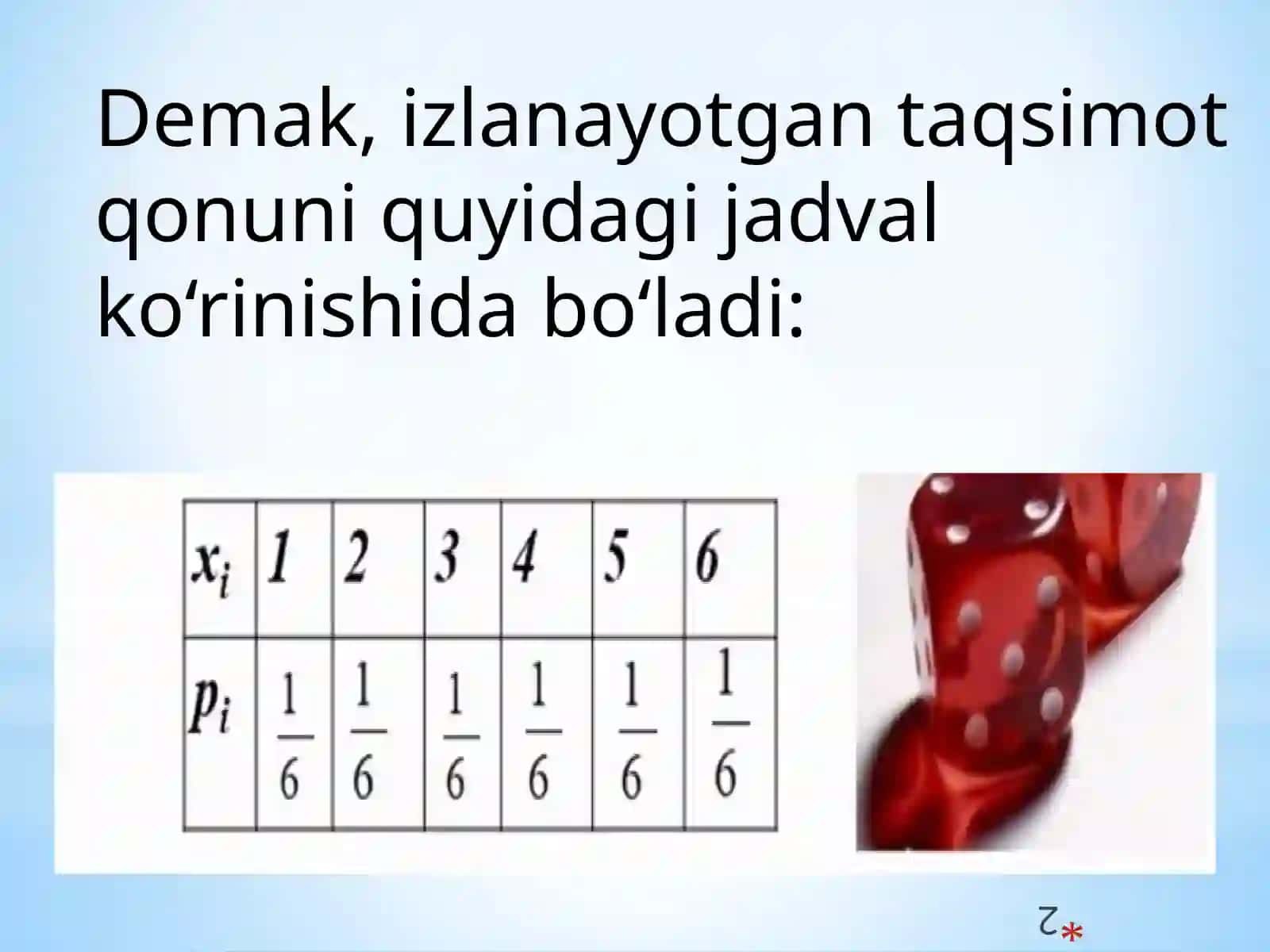 Diskret tasodifiy miqdorning taqsimot qonuni 4