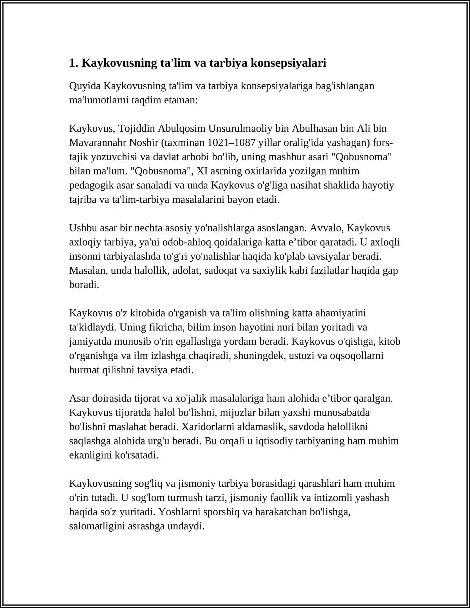 KAYKOVUSNING YOSHLAR TARBIYASIGA OID FIKRLARINI HOZIRGI DAVT TA'LIM TARBIYASIGA UZVIY BOG'LIQ JIHATLARI 4