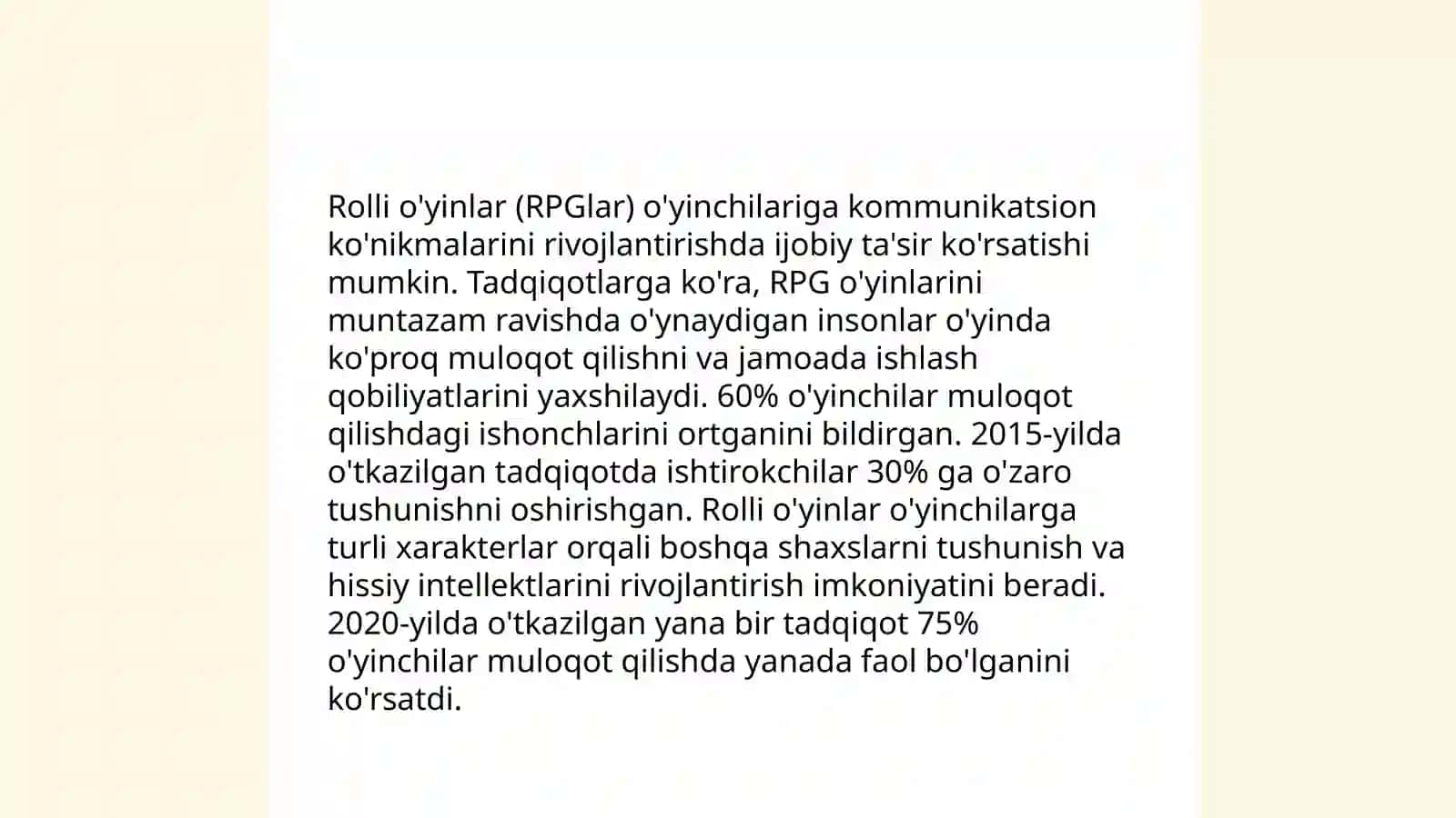 Rolli o'yinlar orqali muloqot malakasini rivojlantirish 4