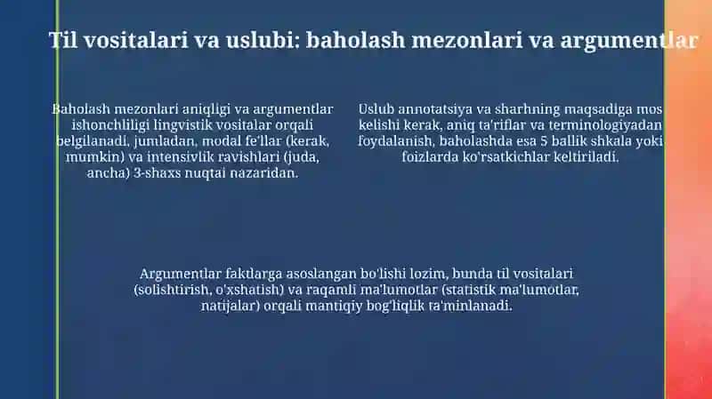 Annotatsiya va taqriz matnlarini ularda ifoda materialining xususiyatlari 4