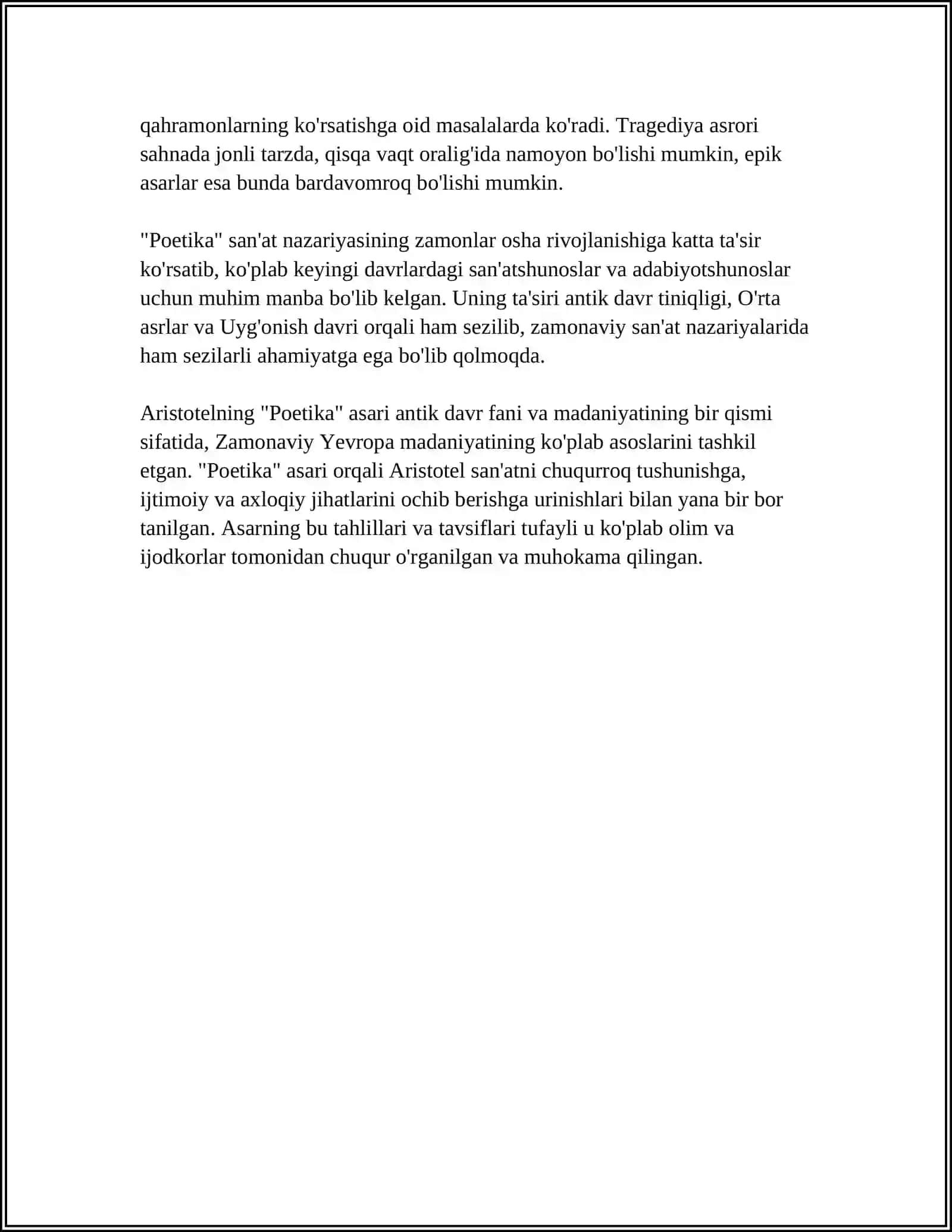 ARISTOTELNING "POETIKA"ASARIGA SHARH 4