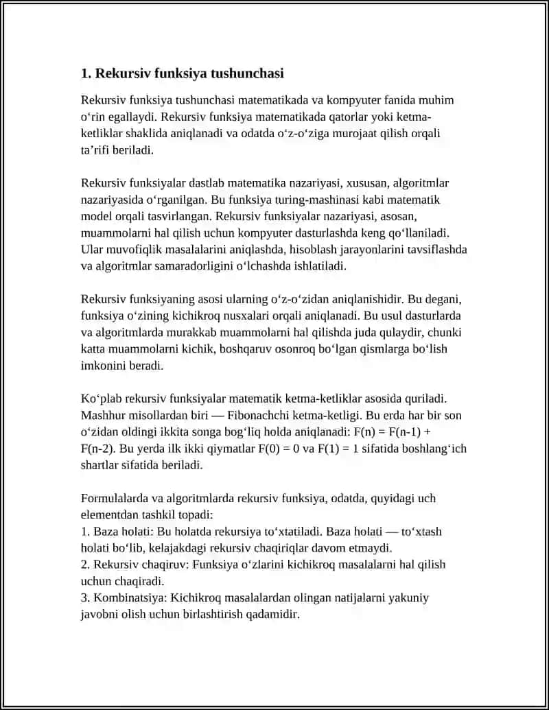 REKURSIV FUNKSIYALAR 4