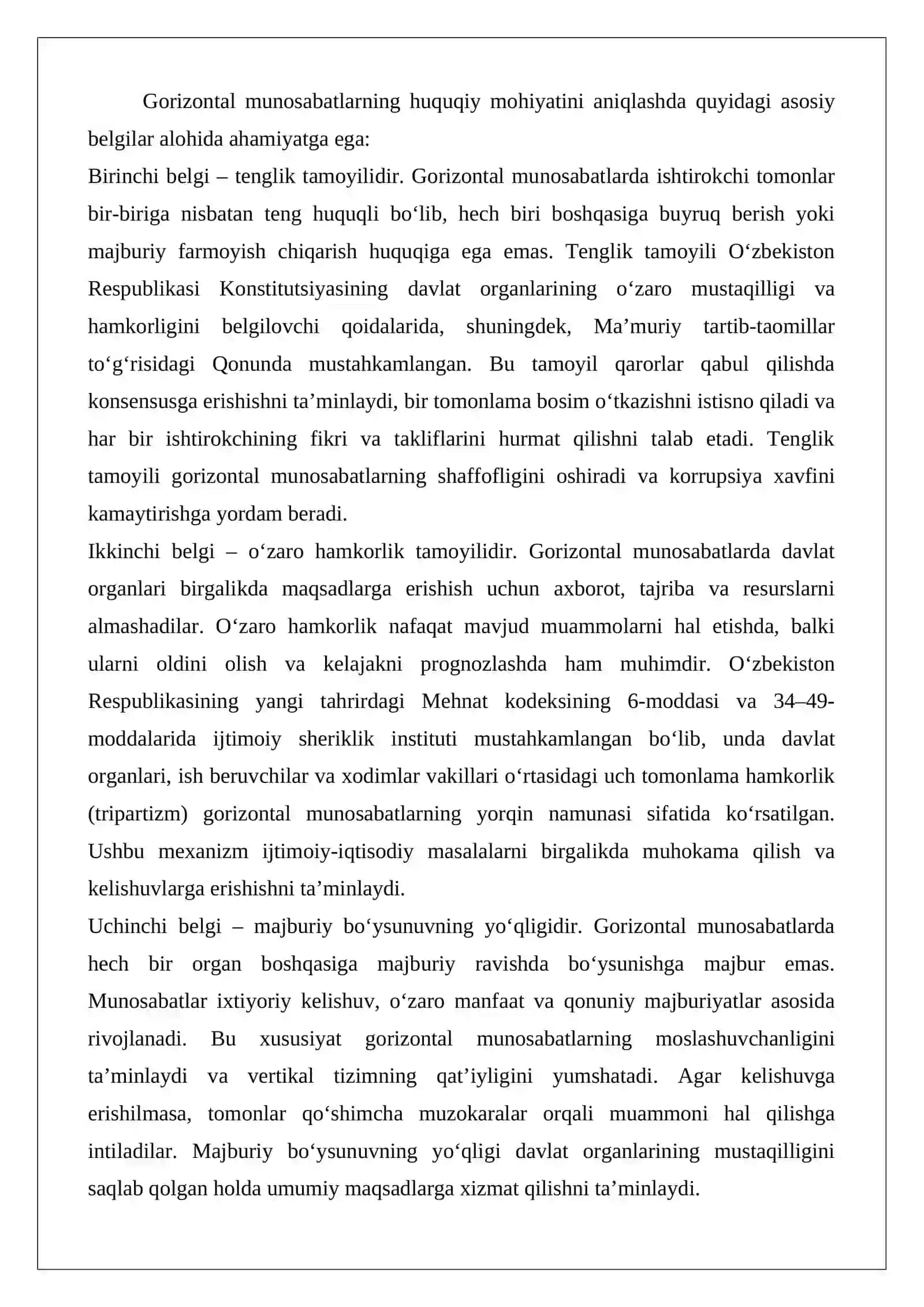 Davlat boshqaruvida gorizontal munosabatlarning o‘ziga xos xususiyatlari: nazariy-huquqiy yondashuv 4