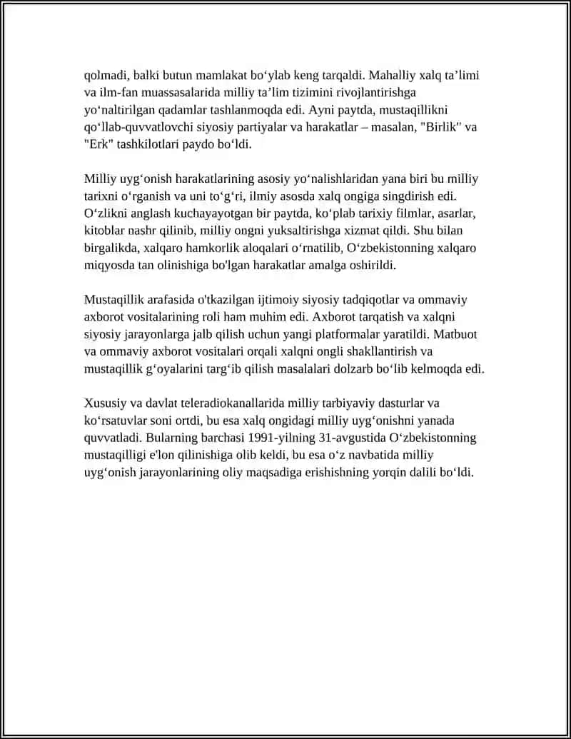 MUSTAQILLIKKA ERISHISH ARAFASIDA OʻZBEKISTONDAGI IJTIMOIY -SIYOSIY JARAYONLAR 4