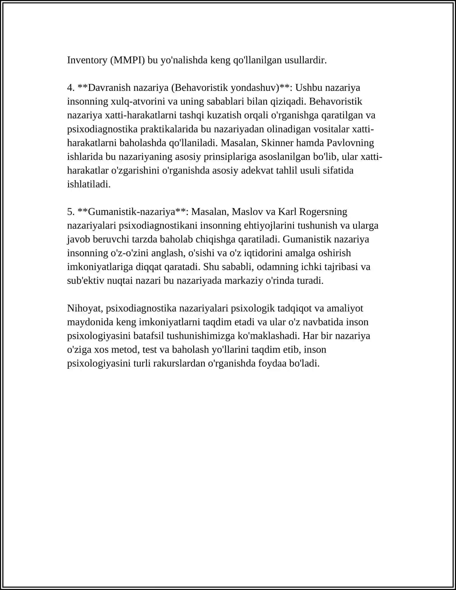 MAKTAB PSIXOLOGIK XIZMATIDA PSIXODIAGNOSTIKA.KLINIK PSIXODIAGNOSTIKA 4