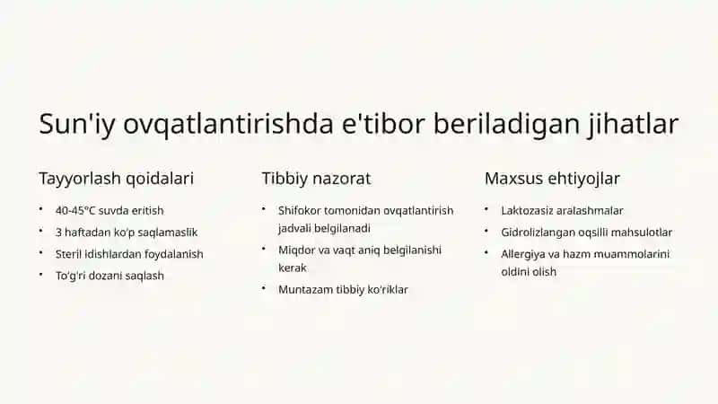 Sun'iy ovqatlantirish va aralash ovqatlantirish asoslari 4