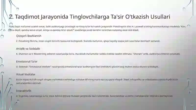 Ta'sirchan Taqdimotlarni Yaratish: Ishonch, Qat'iyat va Mahorat 4