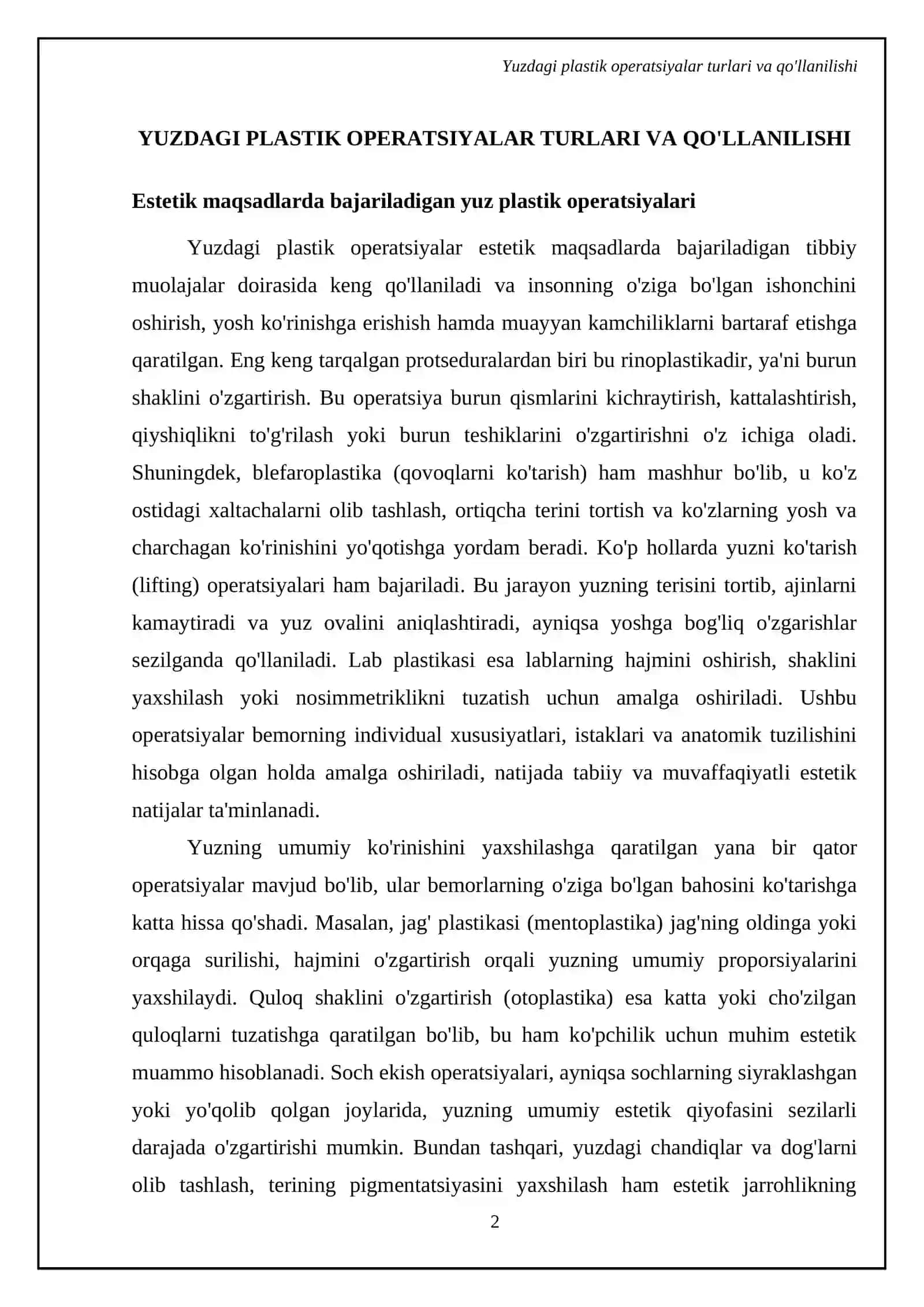 Yuzdagi plastik operatsiyalar xususiyatlari 4