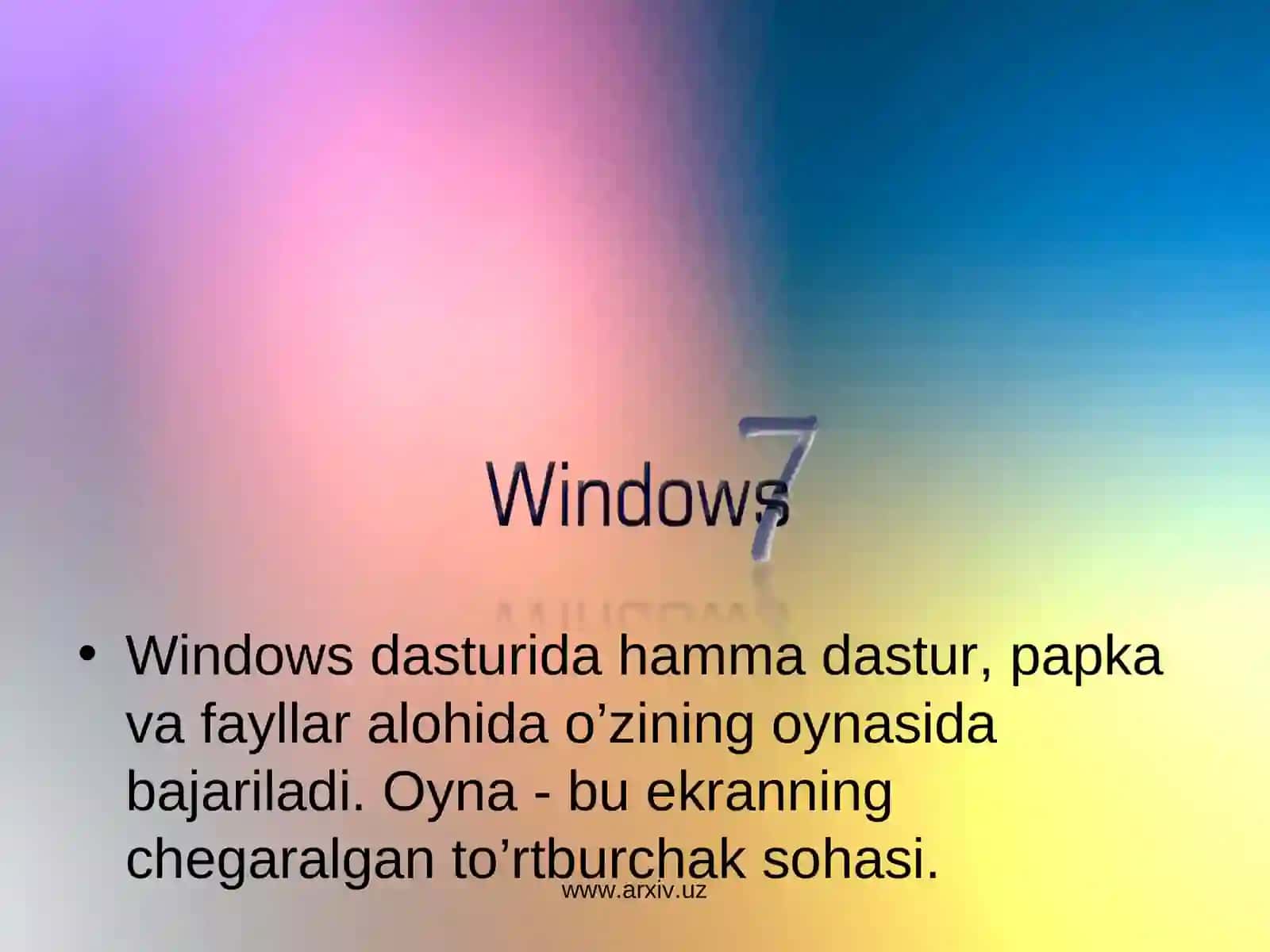 WINDOWS XP operatsion tizimining ish stoli va uning yorliqlari 4